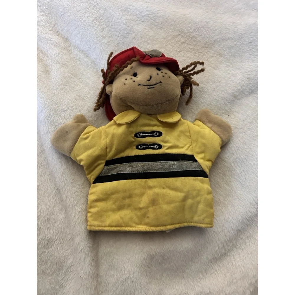 Manhattan Toy Firefighter Hand Puppet 2001‎ Vintage Soft Plush Preschool Puppet